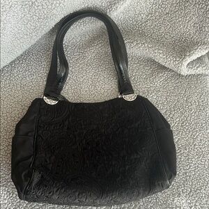Brighton Black Textured Shoulder Bag with Curved‎ Handles